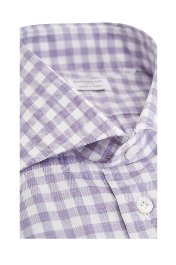 Borriello - Purple Check Cotton Flannel Dress Shirt