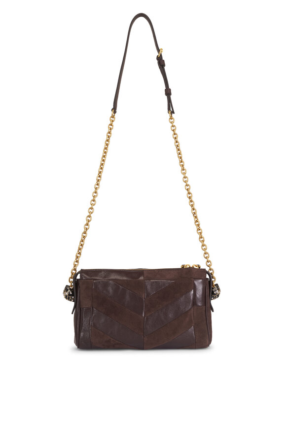 Valentino Garavani Small Panthea Brown Patchwork Chevron Shoulder Bag - view 2