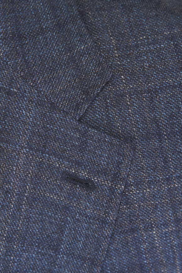 Canali Blue Brushed Plaid Wool, Silk & Cashmere Sportcoat - view 3
