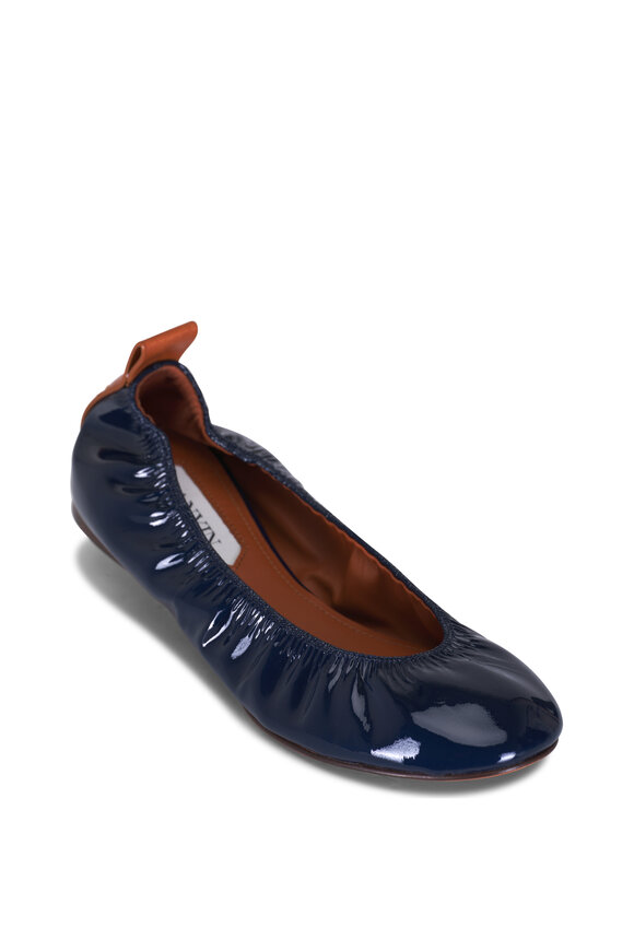 Lanvin Ballerina Navy Blue Patent Leather Flat 