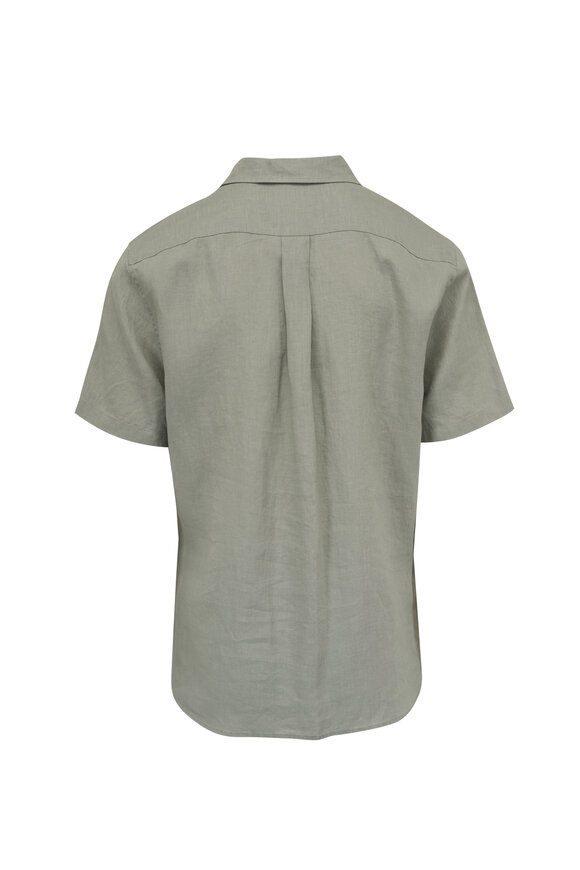 Vince Matcha Linen Button Up Shirt - view 3