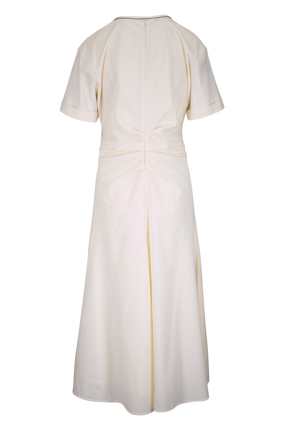 Brunello Cucinelli - Ivory Wool Blend Pleated Midi Dress