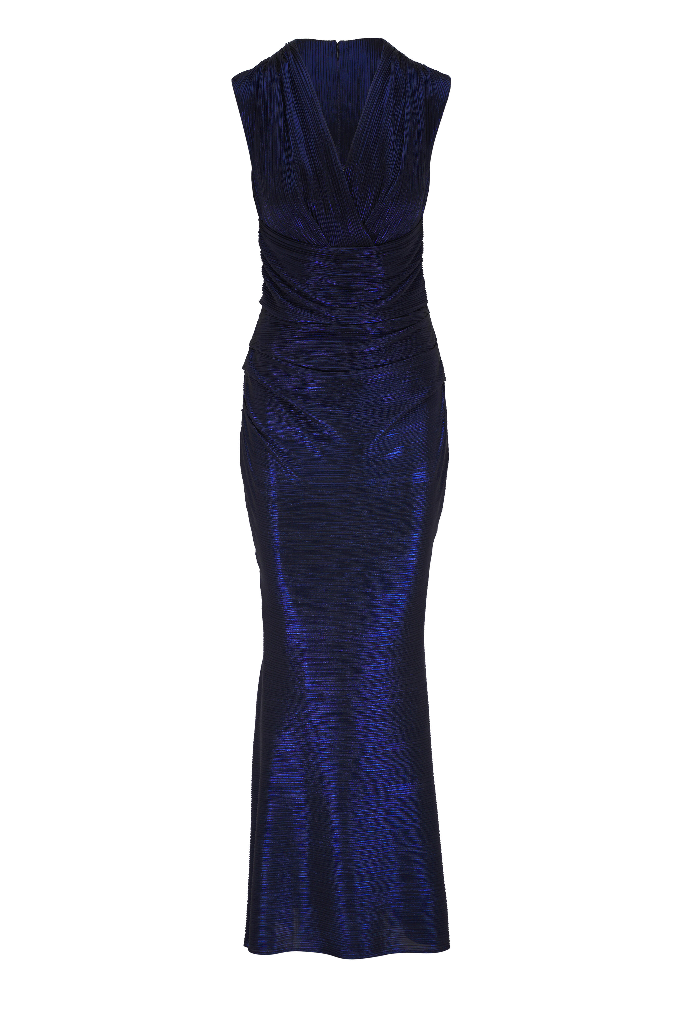 Talbot Runhof - Navy Blue Cap Sleeve Gown | Mitchell Stores