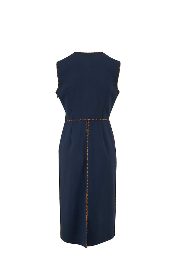 Fendi - Teal Wool Crêpe Seamed Sleeveless Midi Dress