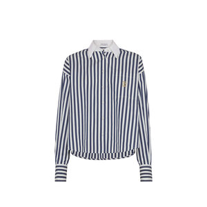【値下げ中】BRUNELLO CUCINELLI 襟付き長袖トップス 紺x白 M Brunello Cucinelli - Navy Cotton Short Sleeve Button Down