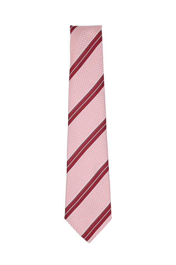 Kiton - Pink & Red Striped Silk Necktie 