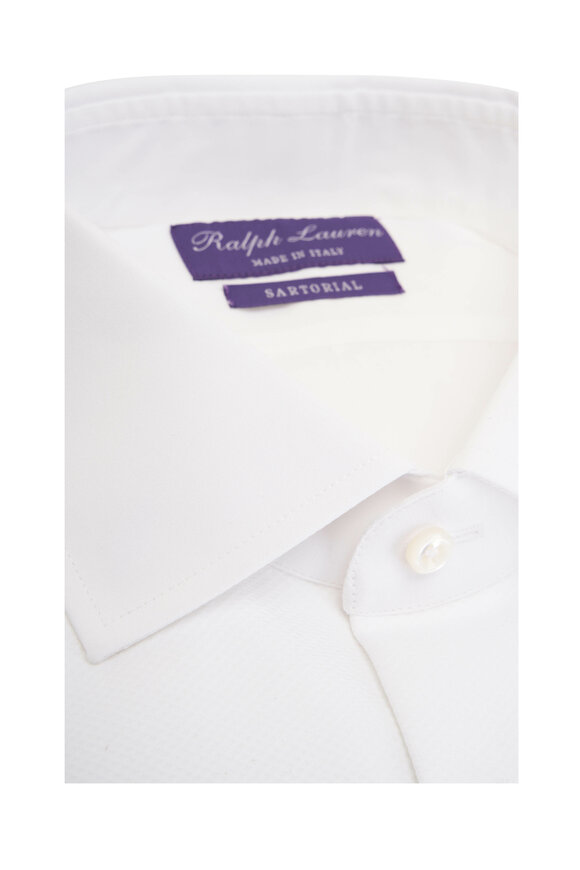 Ralph Lauren Purple Label - White Poplin Piqué Tuxedo Shirt