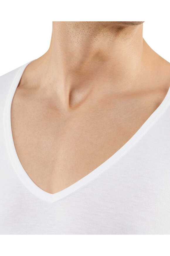 Falke White Outlast V Neck Undershirt - view 3