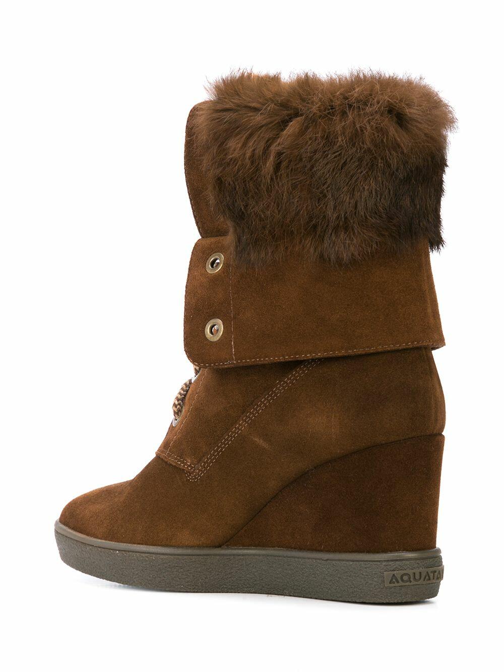 Aquatalia Cordelia Chestnut Shearling Fur Trim Boot 65mm