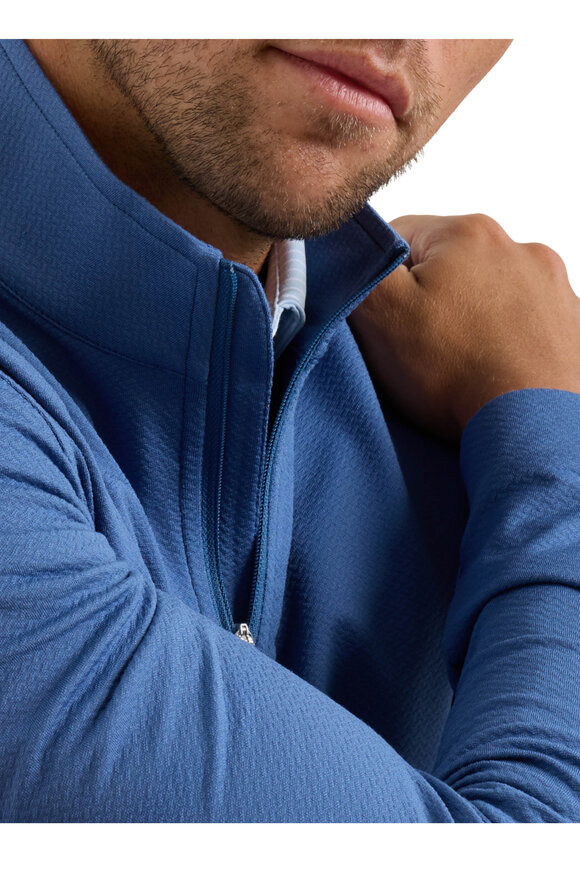 Peter Millar Perth Blue Cross-Hatch Performance Quarter Zip - view 5