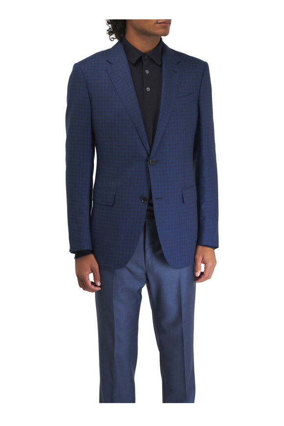 Zegna - Blue Check Cashmere & Silk Sportcoat