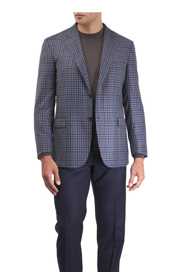 Brioni Gray, Navy & Brown Check Wool Sportcoat - view 2