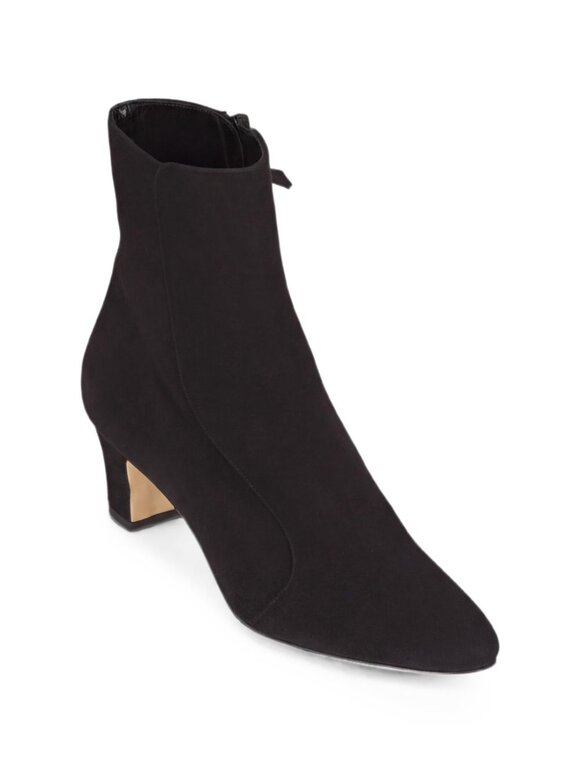Manolo Blahnik Myconia Black Suede Bootie, 50mm - view 5