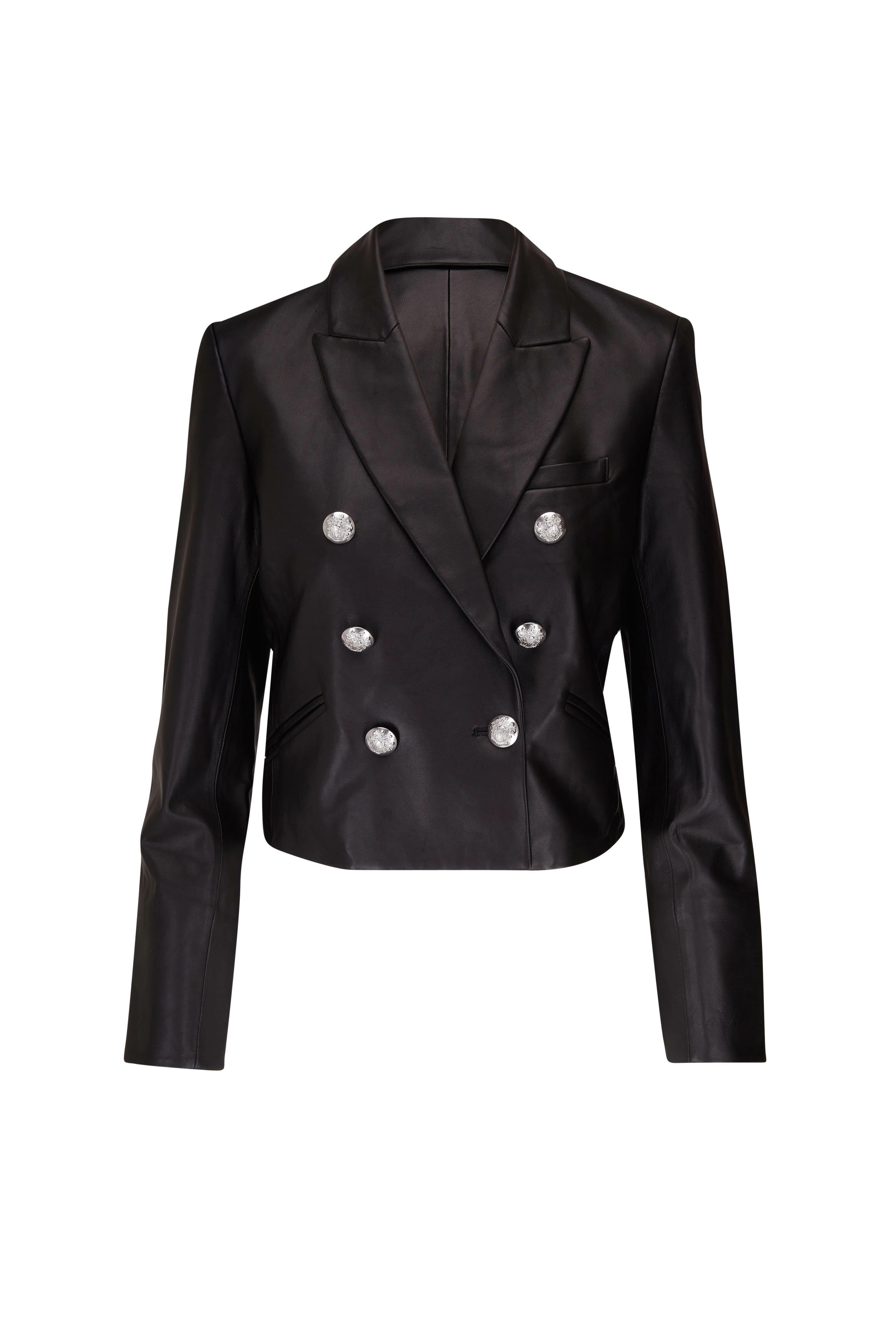 Veronica Beard - Nevis Black Cropped Leather Jacket