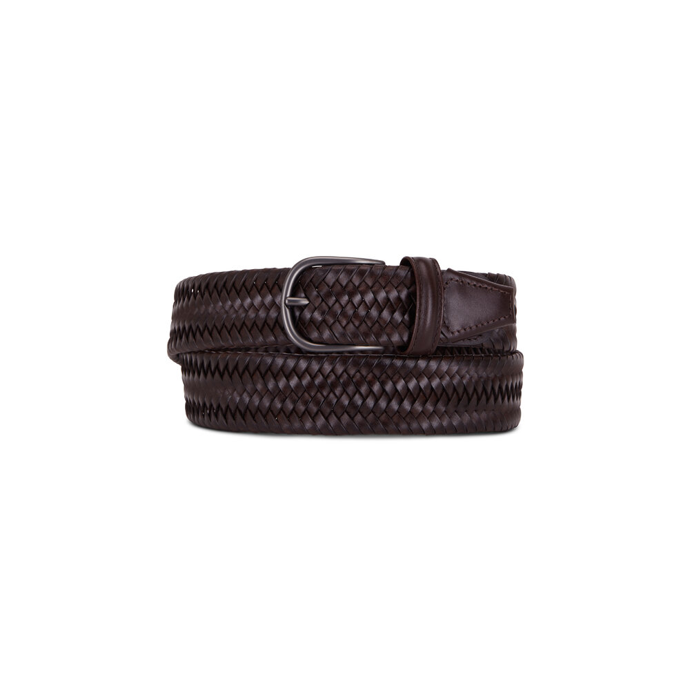 Anderson's Men's Braided Leather Belt Dark Brown - Quality Shop