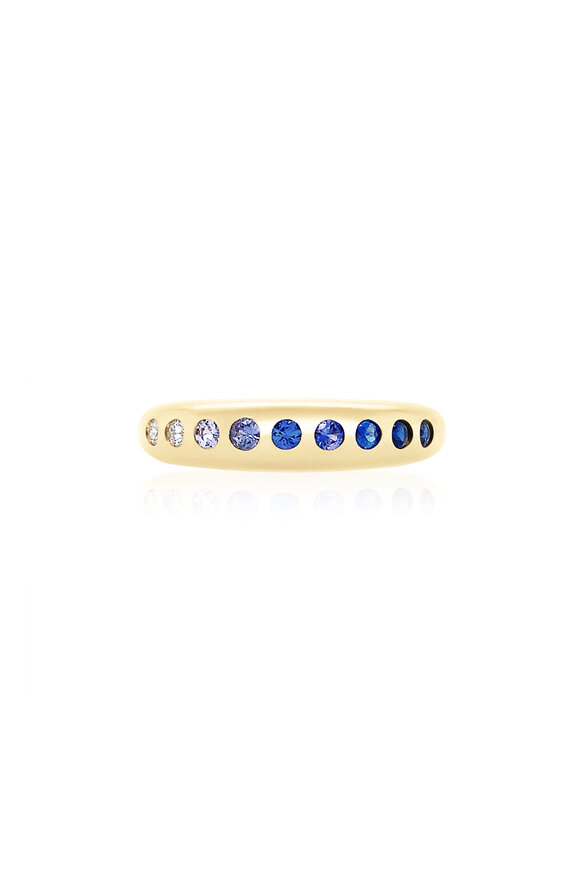 Claudia Mae - Blue Ombré Sapphire & Diamond Skinny Nomad Ring