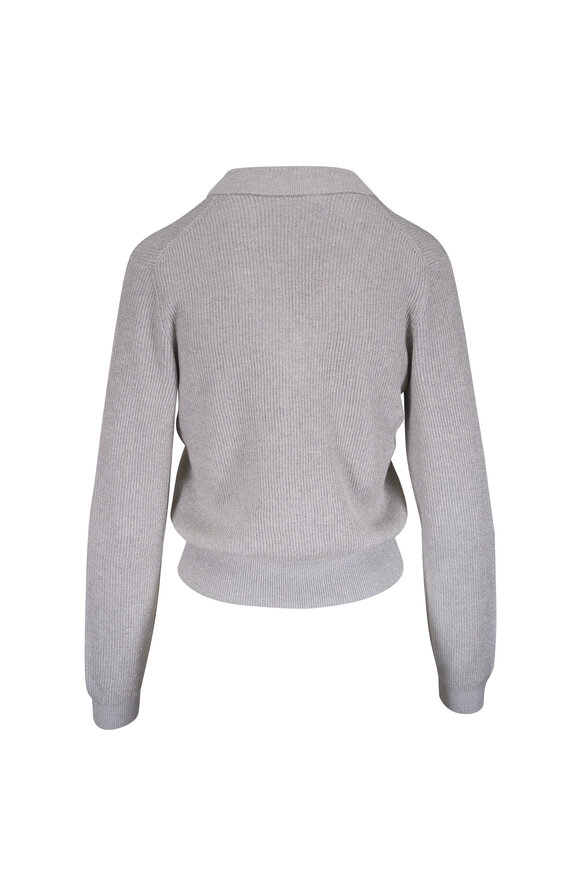 Brunello Cucinelli - Medium Gray Paillette 3D Knit Zip Cardigan
