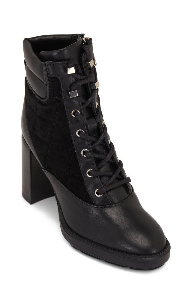 Aquatalia Reeta Black Luxe Suede Short Boot Mitchell Stores