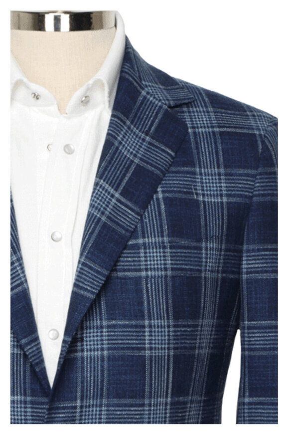 Sartorio Indigo Blue & White Plaid Sportcoat - view 1