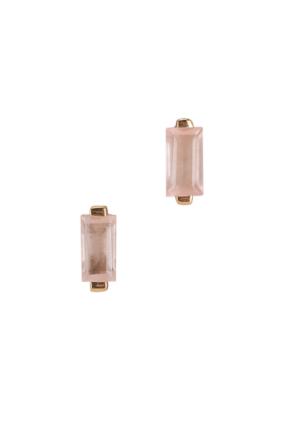 Cristina V. Rose Quartz Baguette Stud Earrings