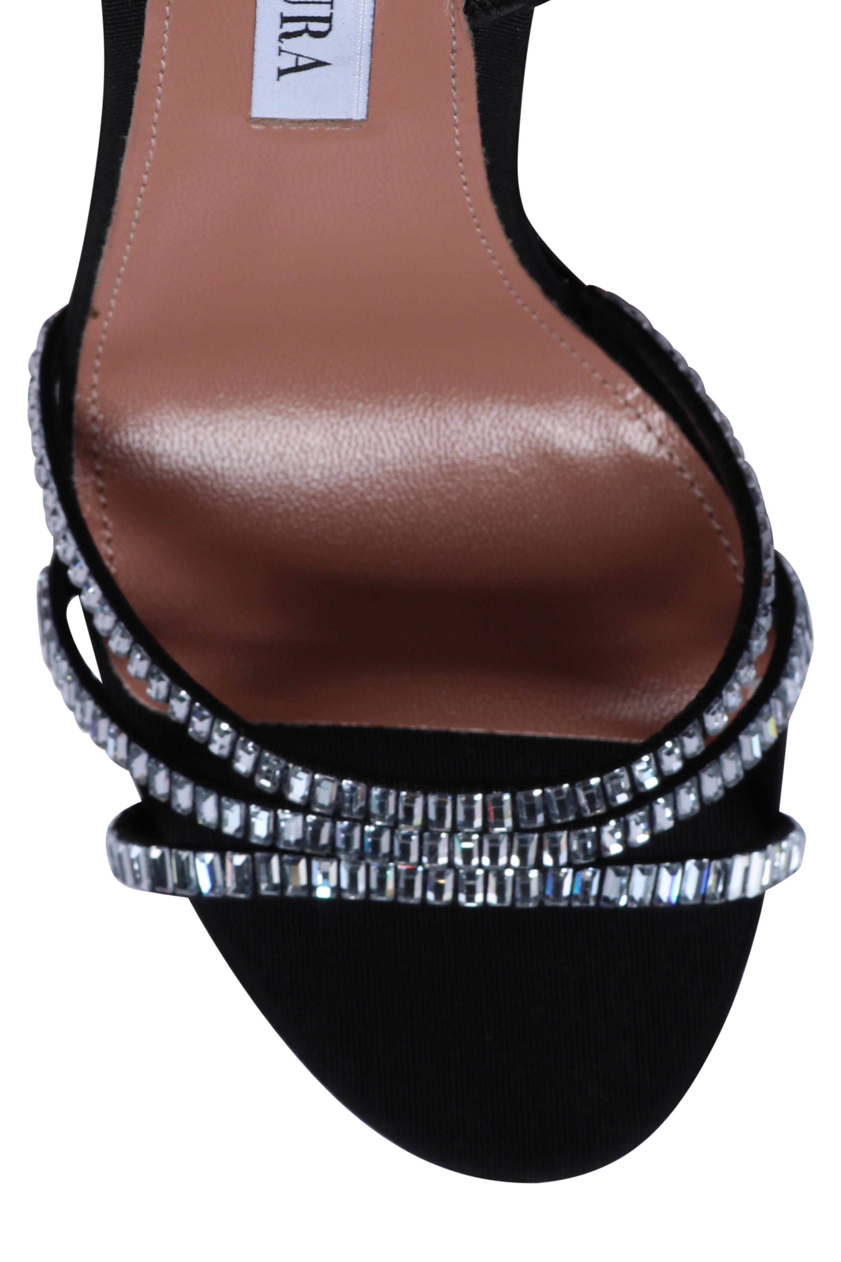 Aquazzura - Memorie Black & Crystal Embellished Sandal, 85mm