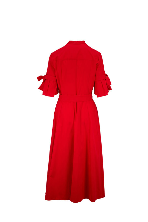 Carolina Herrera - Imperial Red Knotted Short Sleeve Shirtdress