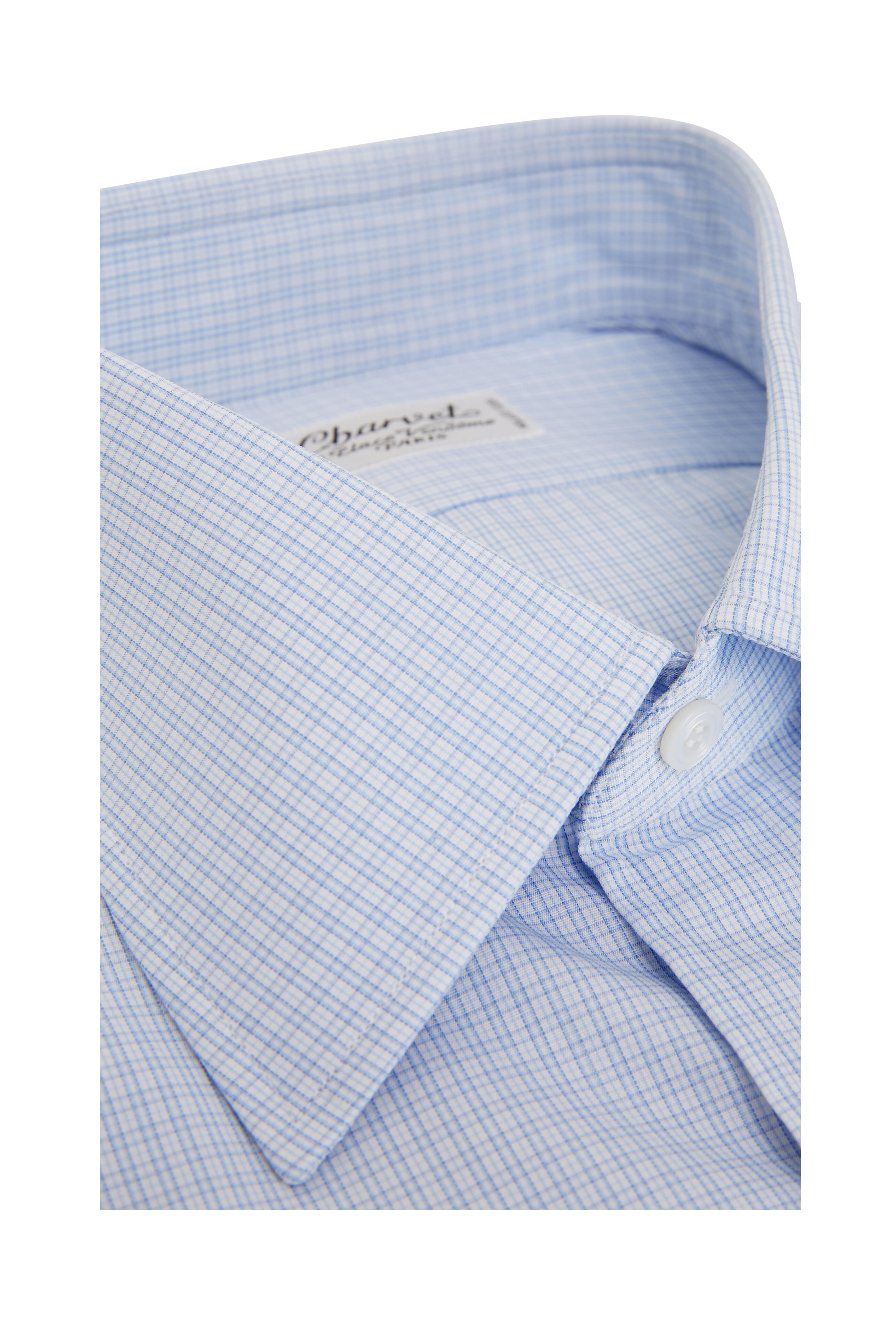 Charvet - Light Blue Check Cotton Dress Shirt | Mitchell Stores