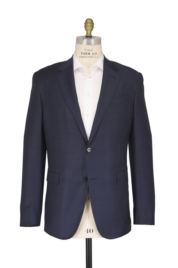 Zegna Trofeo Navy Prince Of Wales Wool Suit - view 2