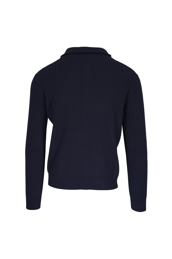 Loro Piana Lexington Navy Blue Baby Cashmere Bomber Sweater - view 2
