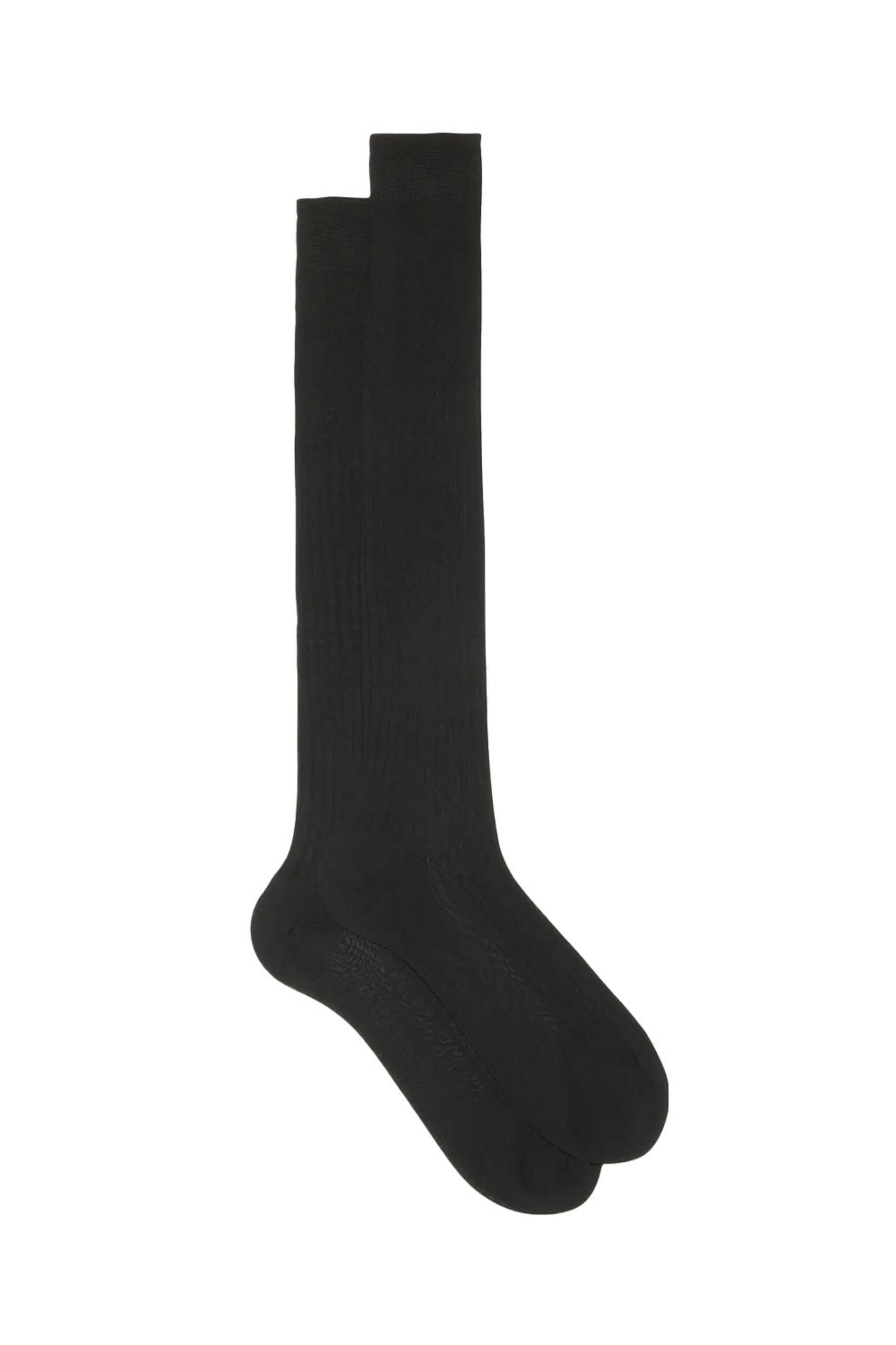 Bresciani srl - Egyptian Cotton Over the Calf Socks in Black