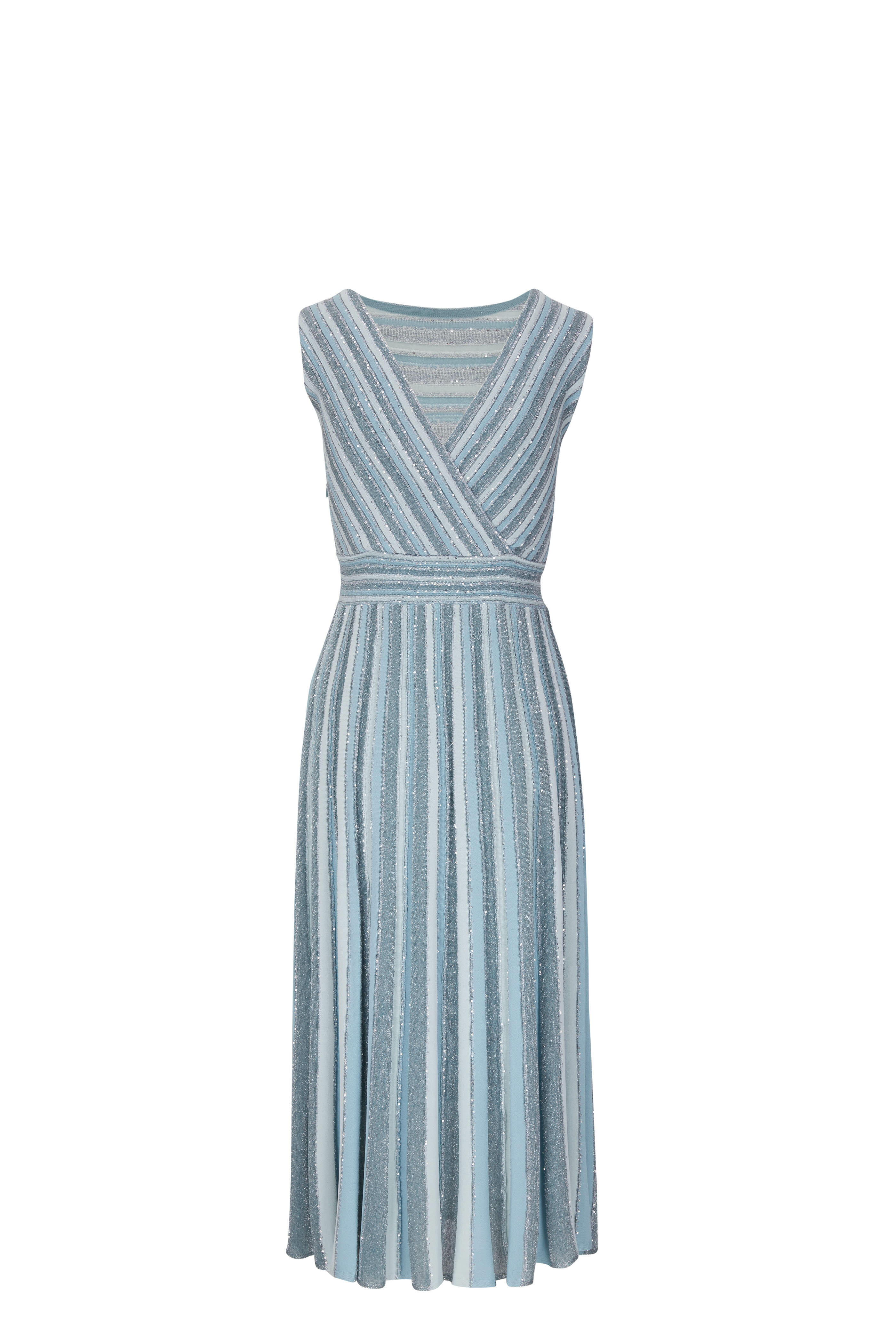 大特価 D.Exterior - Tiffany Blue Knit Striped Sparkle Dress ワンピース