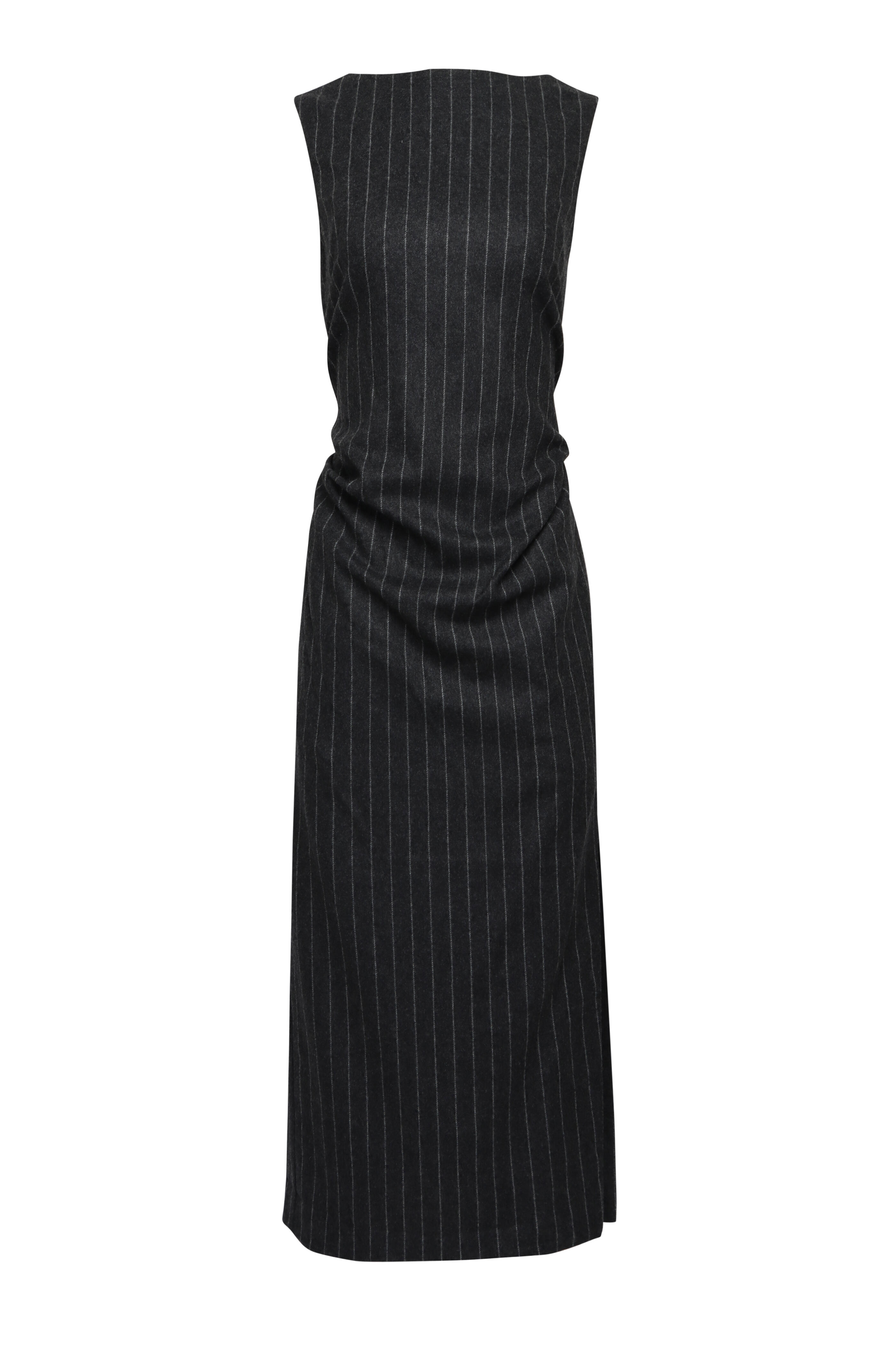 Lee Mathews - Drew Charcoal Pinstripe Midi Dress