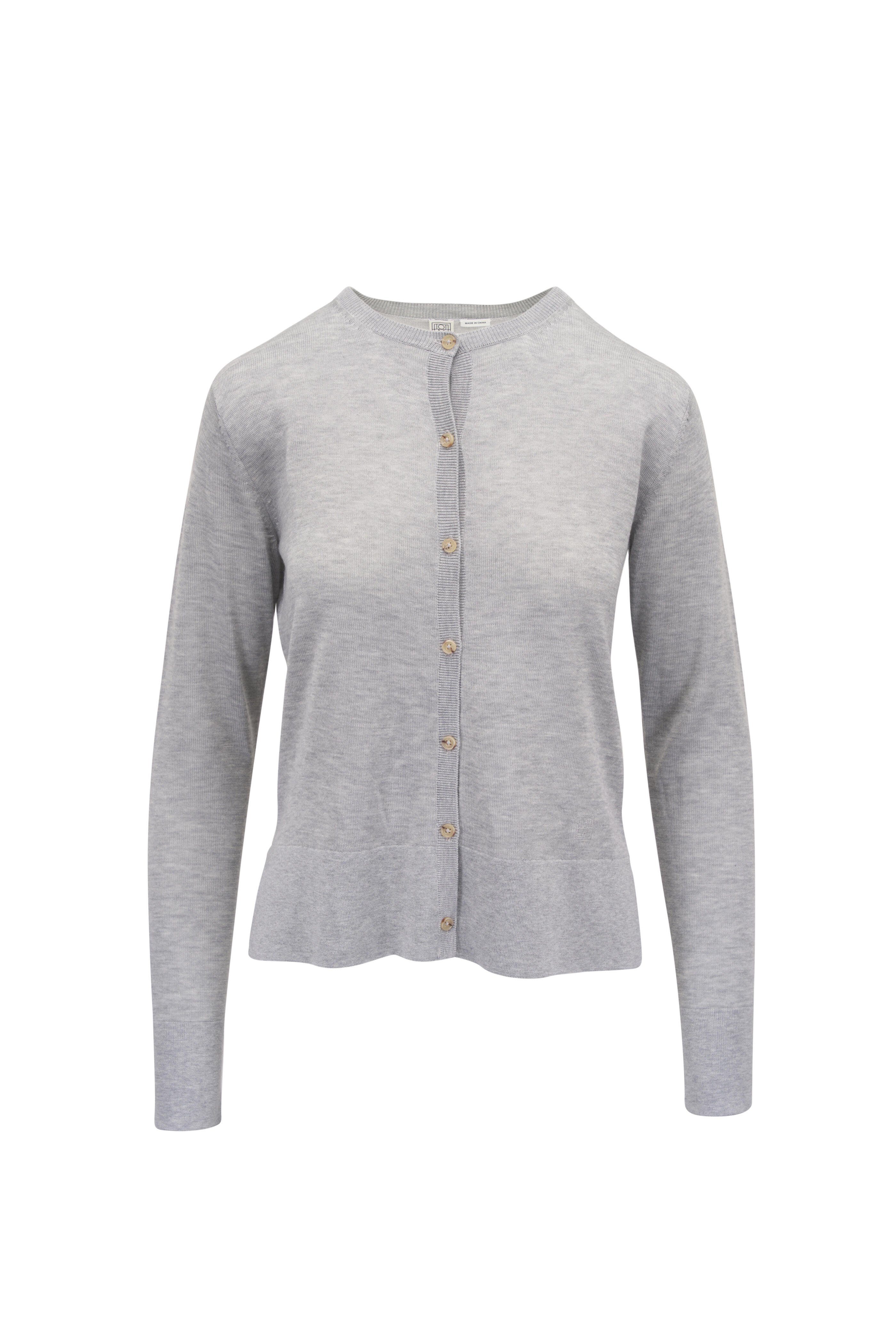 Totême - Gray Mélange Fine Knit Cardigan