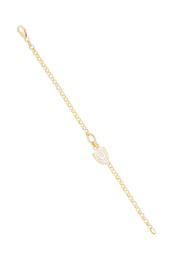 Foundrae 18k Yellow Gold Pave Diamond Protection Bracelet - view 1
