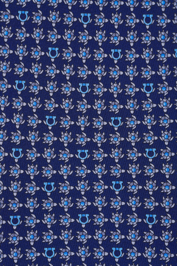 Ferragamo Navy Turtle Print Silk Necktie - view 2