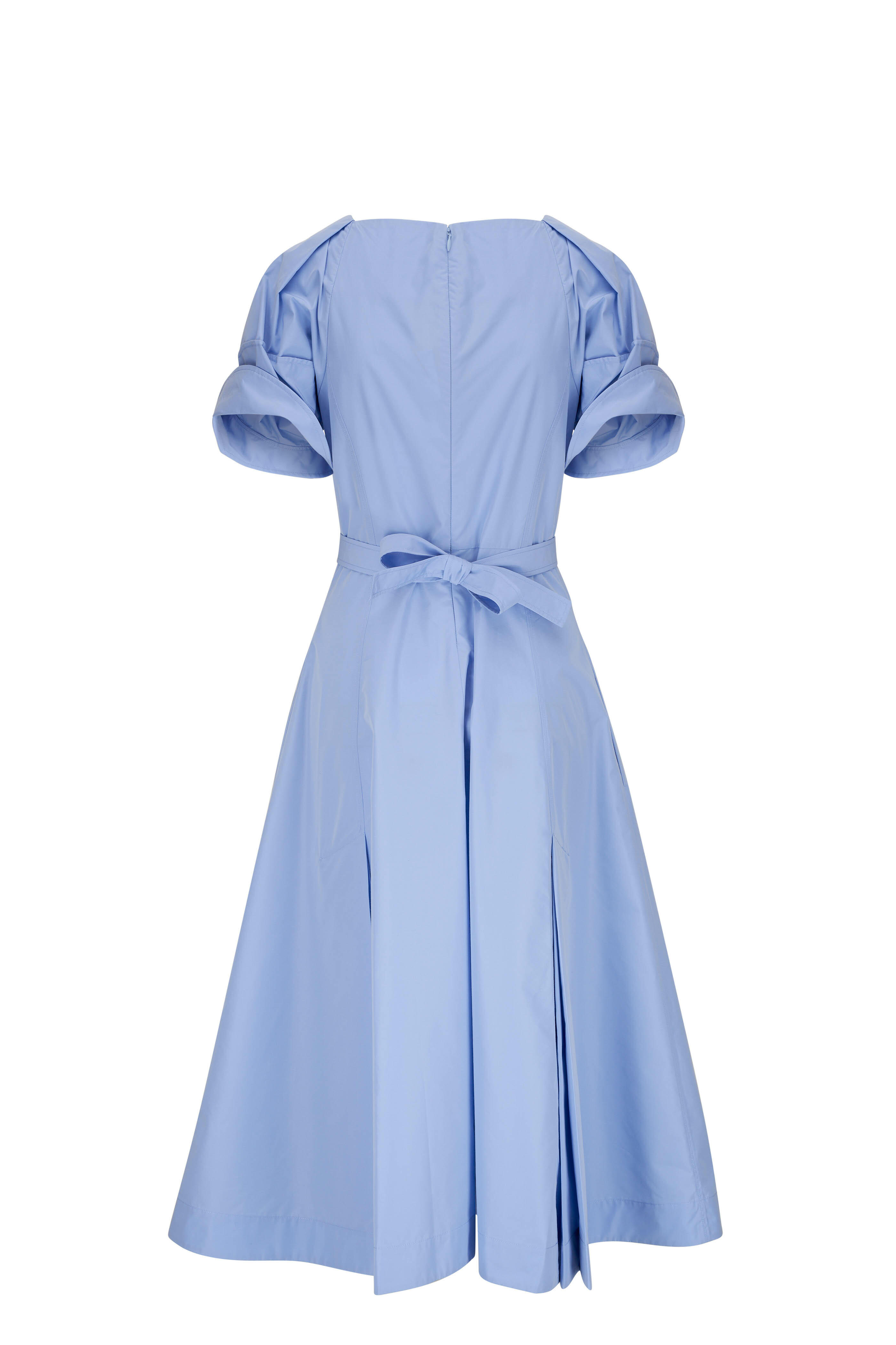 3.1 Phillip Lim - Oxford Blue Collapsed Bloom Sleeve Belted Dress