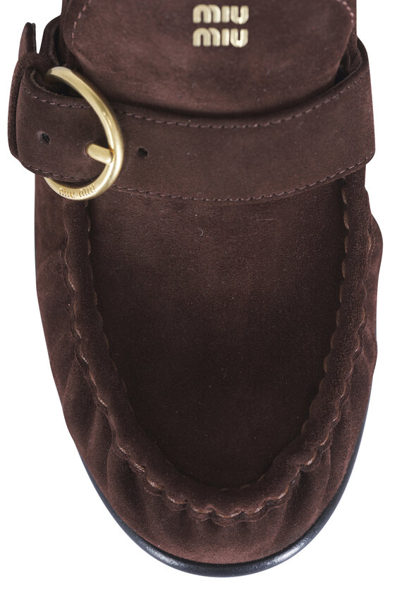 Miu Miu Dark Brown Suede Heel Loafer, 45mm - view 5