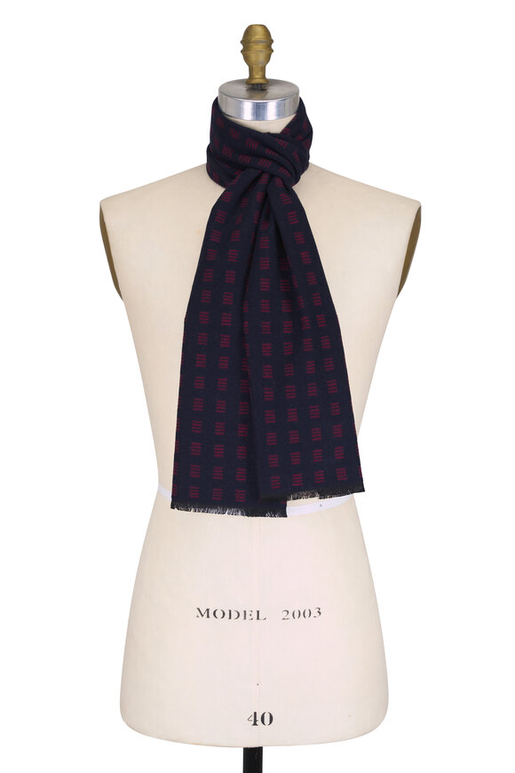 Chelsey Imports Burgundy & Navy Geometric Print Silk Scarf - view 1