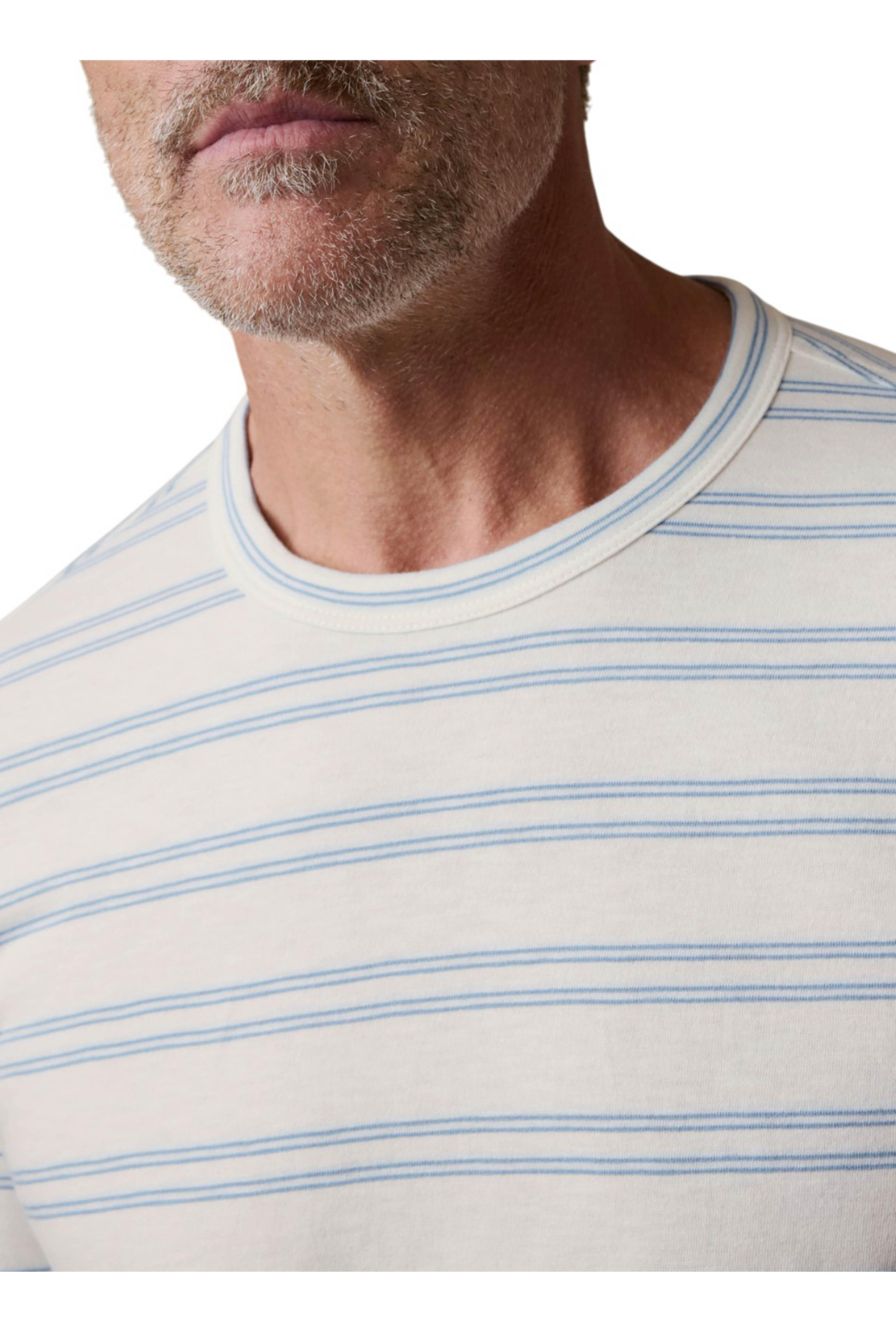 Faherty Brand - Sunwashed Cream & Blue Stripe T-Shirt - view 4