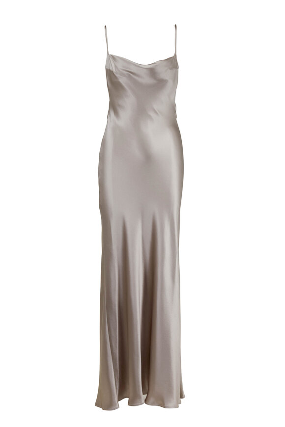 Galvan - Whiteley Platinum Heavy Silk Cowlneck Gown