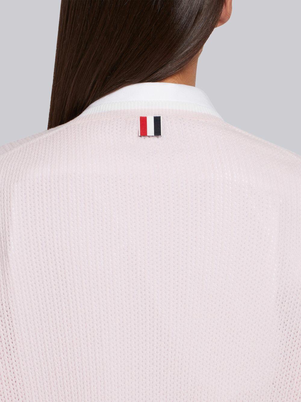 Thom Browne - Light Pink Cashmere Deep V-Neck Sweater
