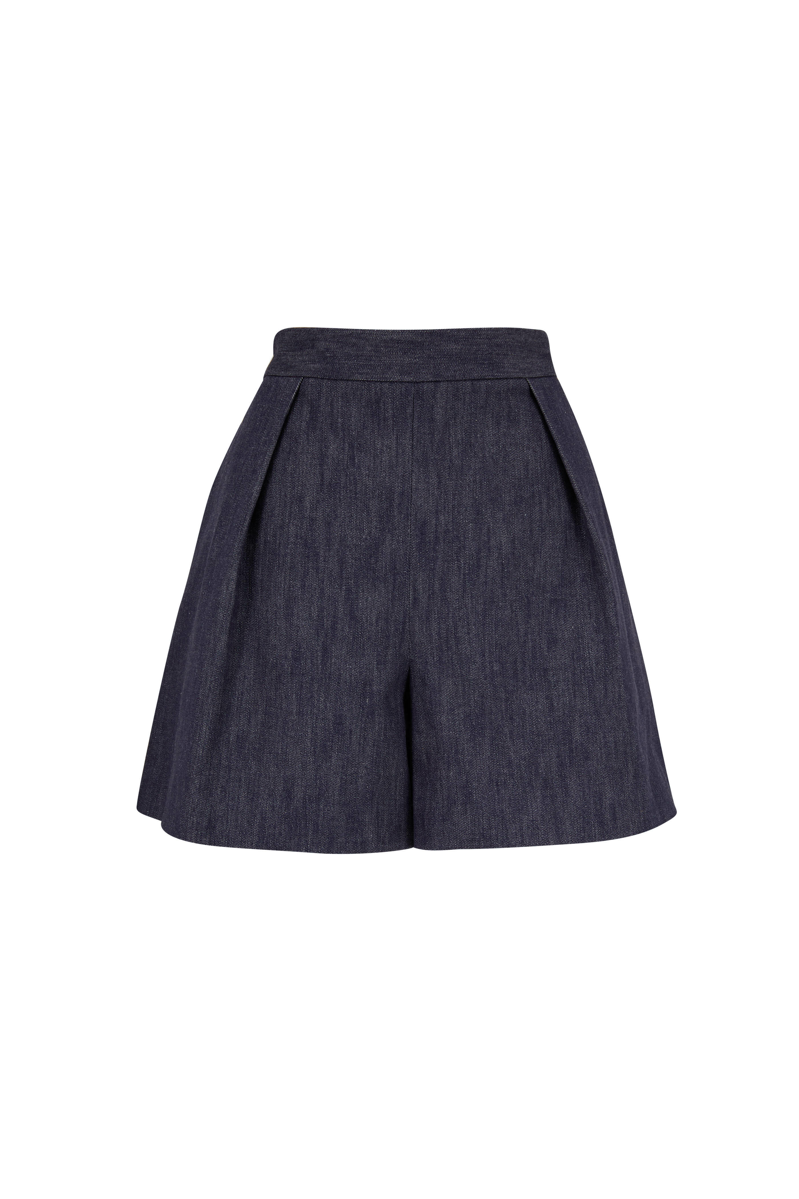Carolina Herrera - Dark Navy Wide Leg High-Rise Chambray Short