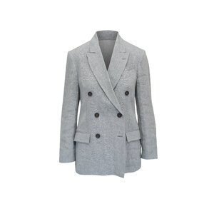BRUNELLO CUCINELLI☆新品タグ付き☆ Brunello Cucinelli - Light Gray Metallic Double Breasted Jacket