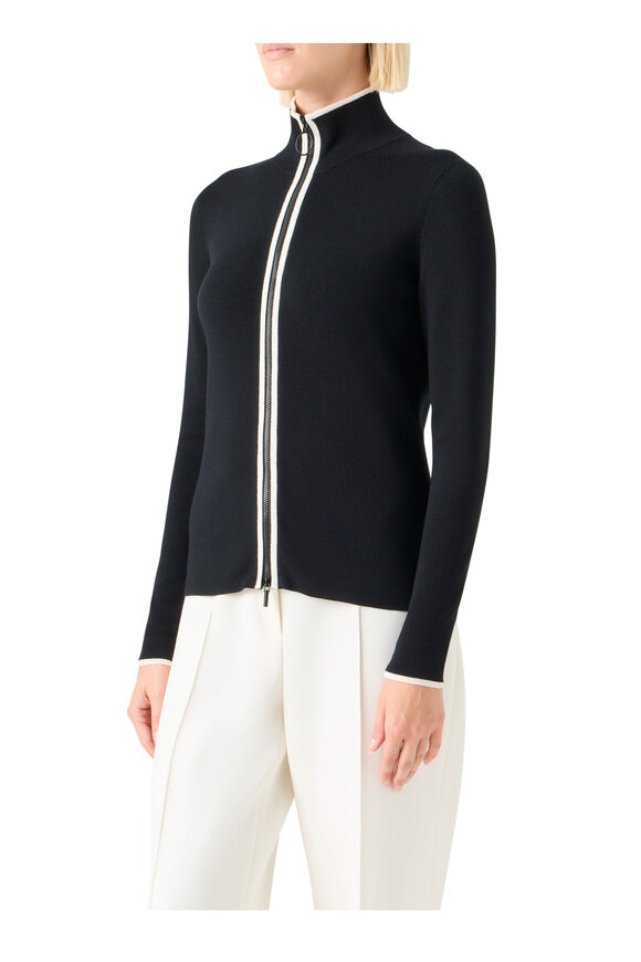 Akris Punto Black & Cream Knit Zip Cardigan - view 4