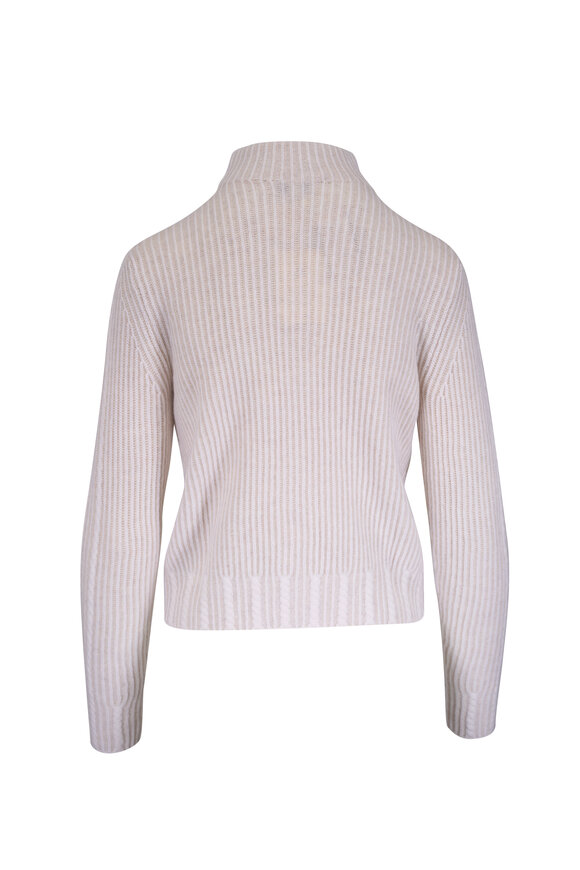 Kinross Ribbed Mock Neck Dune Cashmere Zip Cardigan - view 2
