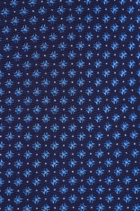 Kiton Navy Blue Geometric Print Silk Necktie - view 2