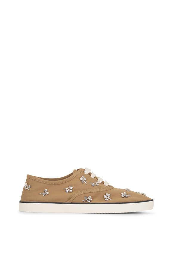 Miu Miu Brown Crystal Embellished Canvas Sneaker - view 3
