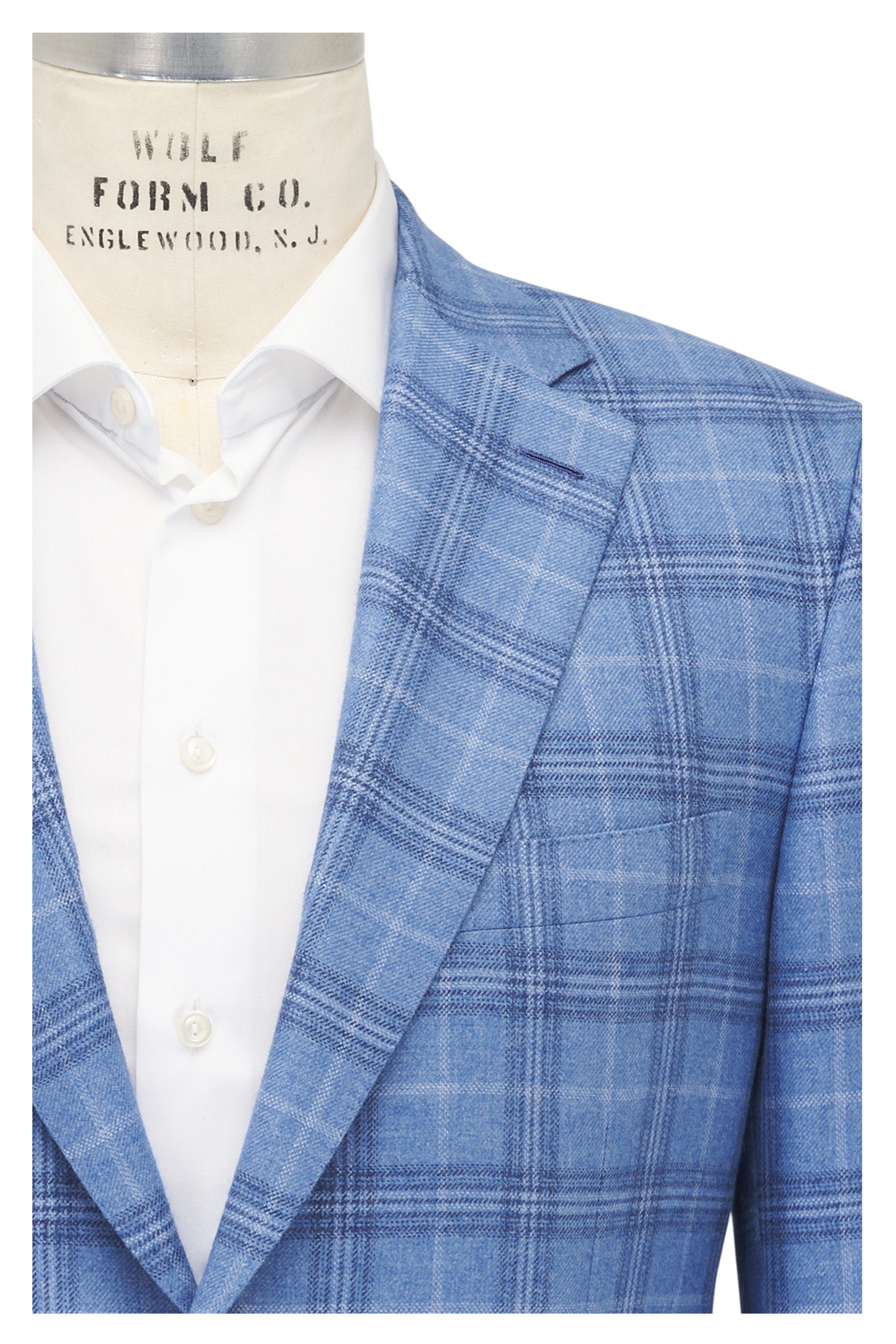 Brioni - Light Blue Silk & Cashmere Plaid Sportcoat