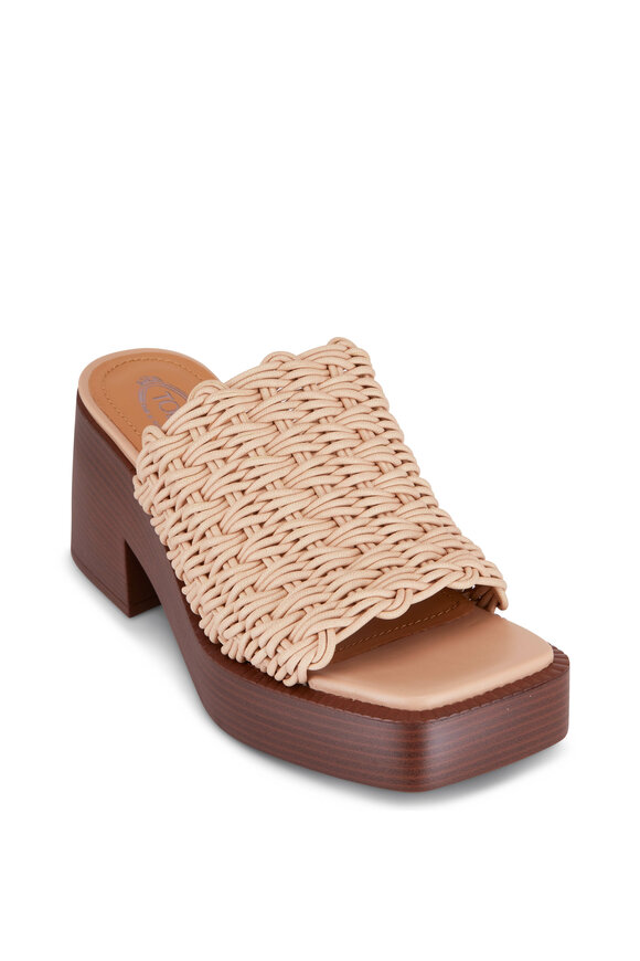 Tod's - Braided Beige & Brown Block Heel Platform Sandal