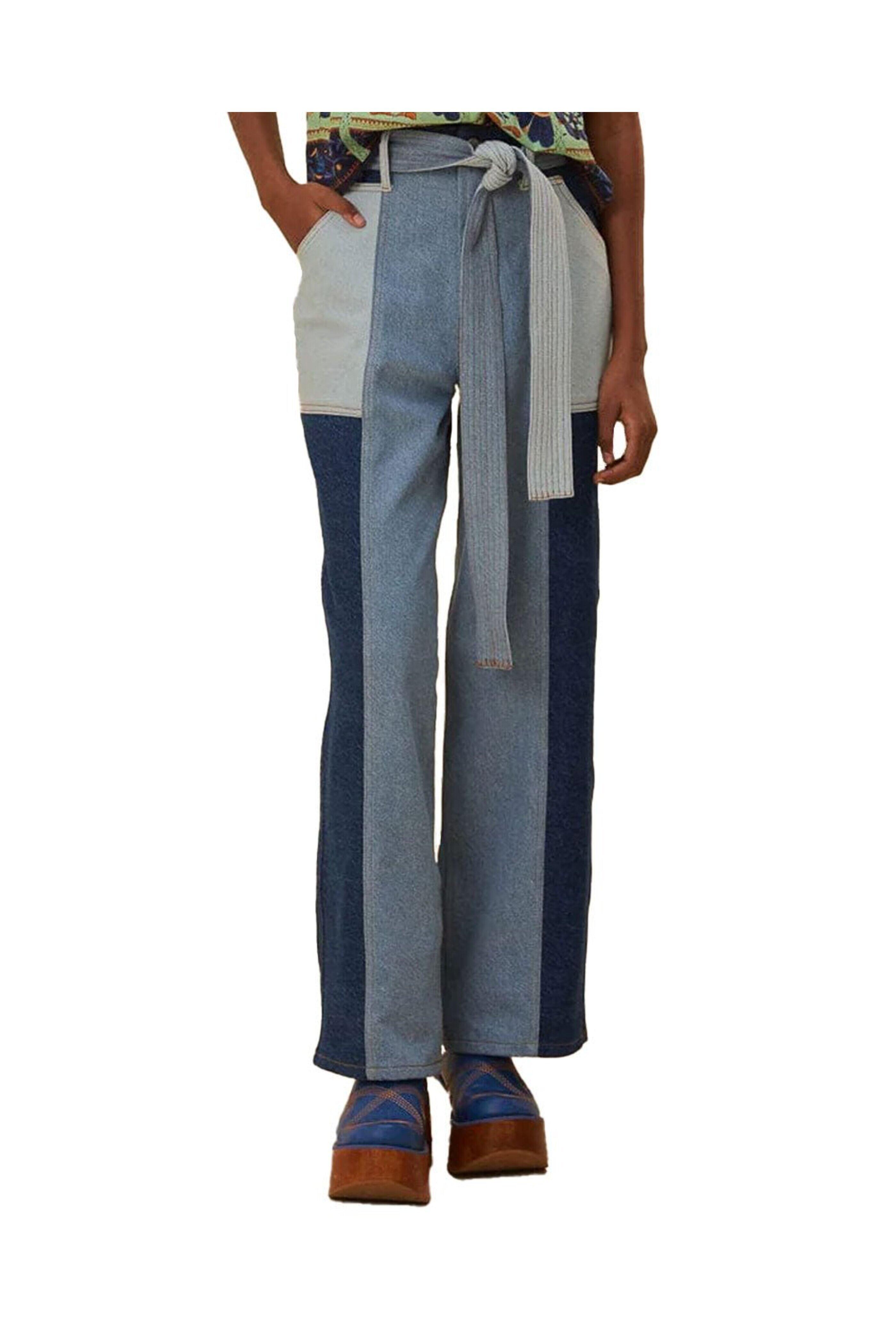 Farm Rio - Tie Waist Patch Denim Pants